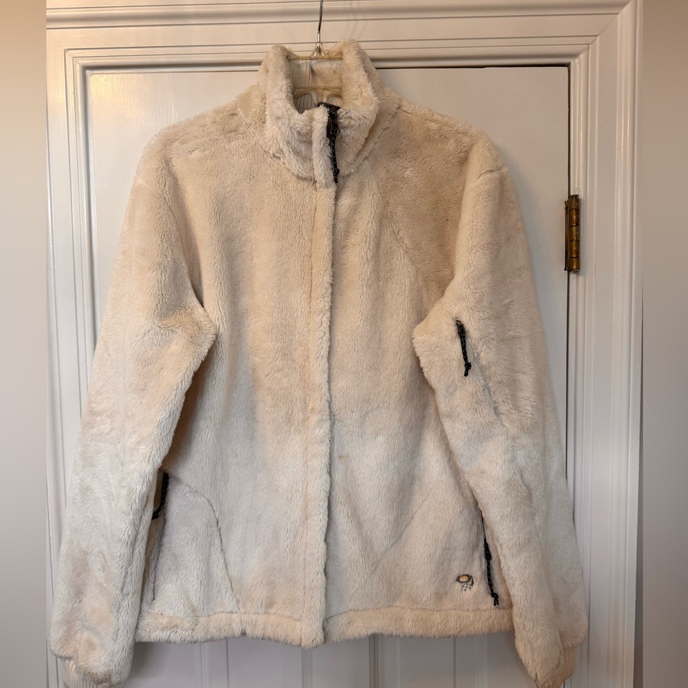 Women's Mountain Hardwear Cream Polartec High-loft Fleece Windstopper Jacket, L